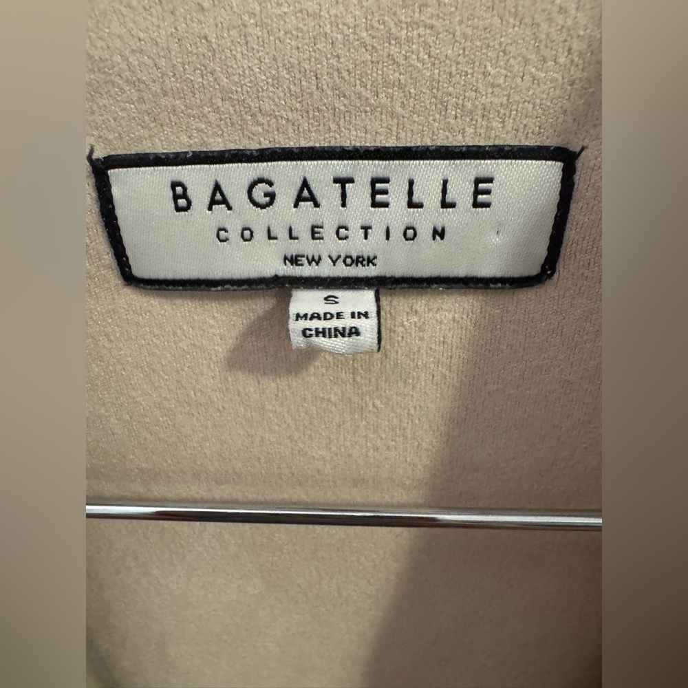 Bagatelle Taupe Faux Suede drape jacket, size small - Picture 2 of 7